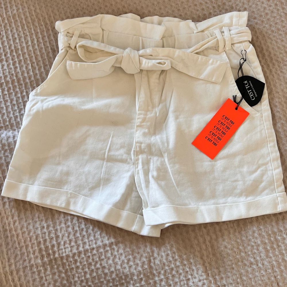 C'est Toi White High Waisted Shorts